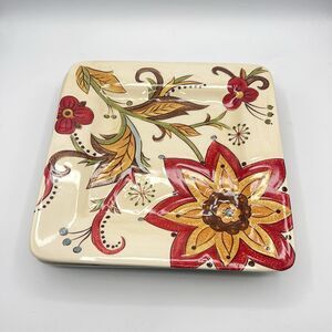 Pier One 1 Imports CARYNTHUM 3 Pcs Square Earthenware Plates 8 3/4”